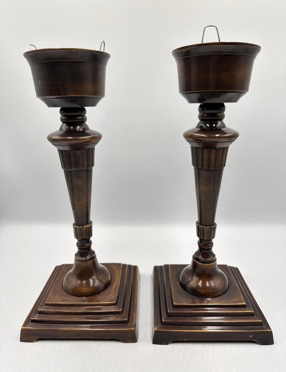 Vintage Empire Style Cast Iron Bronze Z Gallerie Candle Holder Set